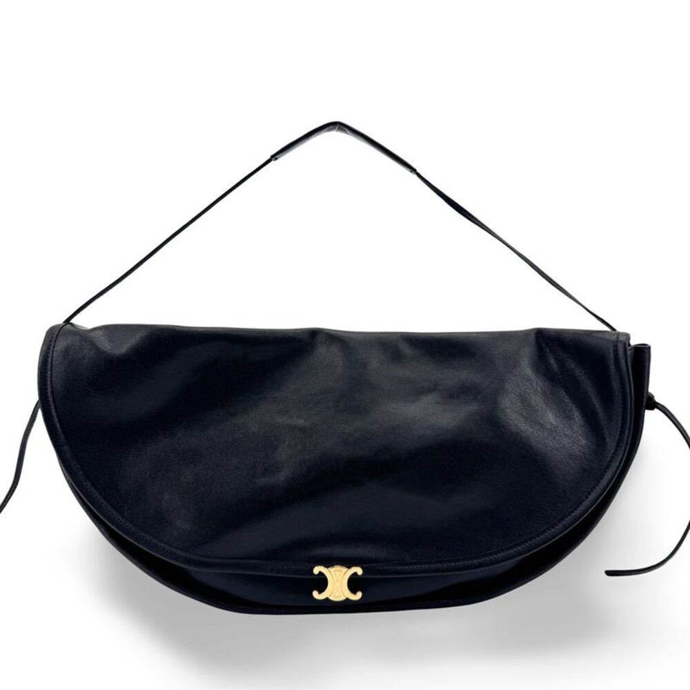 Celine Triomphe Soft Leather Crossbody Bag Black